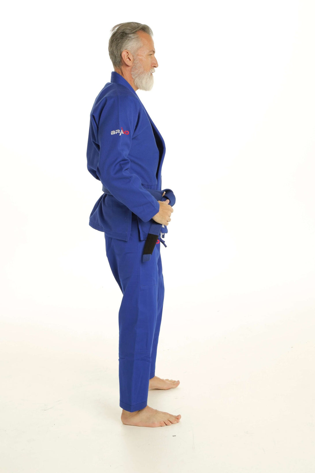 Navy blue gi side view